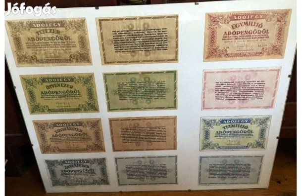 12 darab régi Adójegy tízmillió egymillió ötszázezer százezer adópengő