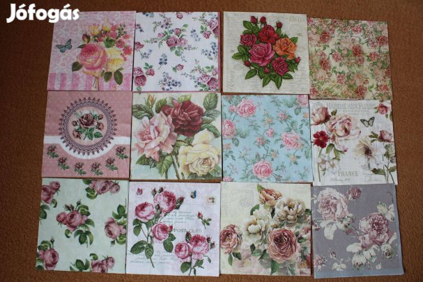 12 db Rózsás szalvéta