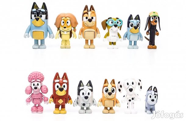 12 db-os Bluey kutya jellegű figura szett
