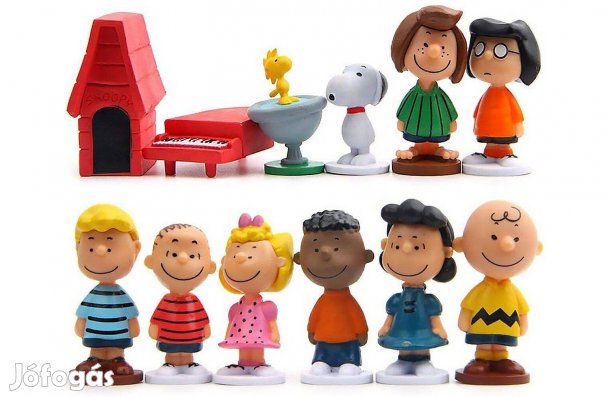 12 db-os Snoopy jellegű figura szett