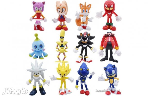 12 db-os Sonic a sündisznó jellegű figura szett Krémnyuszival