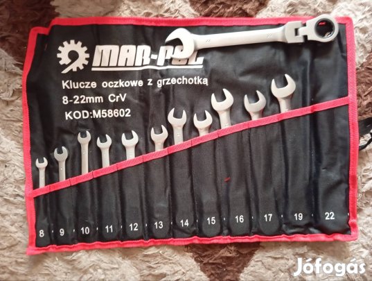 12 db os csuklós racsnis kulcs készlet 