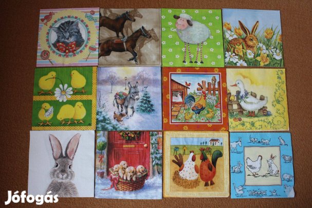 12 db szalvéta háziállatok