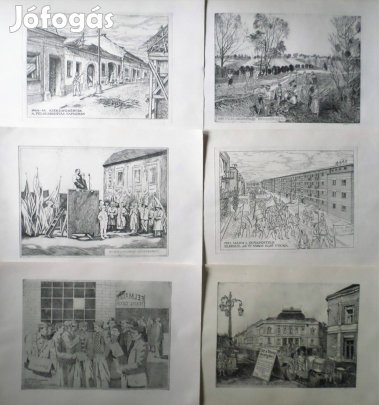 12 db szocreál rézkarc