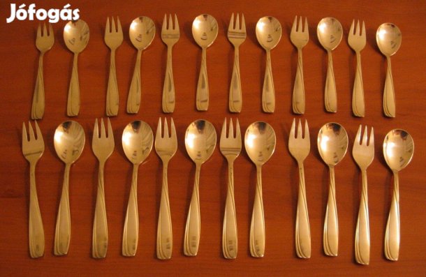 12fős ezüstözött kávéssüteményes evőeszközkészlet