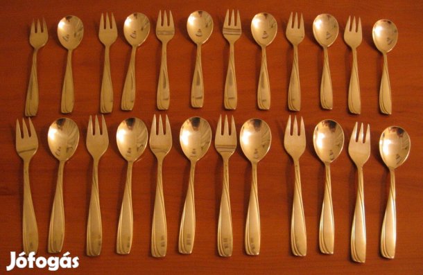 12fős ezüstözött kávéssüteményes evőeszközkészlet