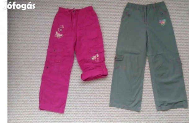 134 140 Lány tavaszi nyári nadrág felcsatolható szárú roll-up hibátlan