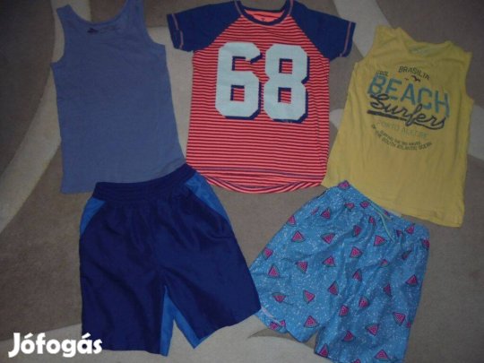 134-140-es fürdő-rövidnadrágos fiú nyári ruhacsomag 134