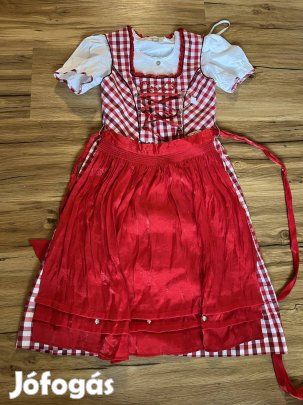 134/140-es piros kockás Kislány Dirndl ruha blúzzal