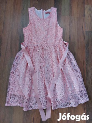 134/140 rózsaszín alkalmi ünnepi ruha
