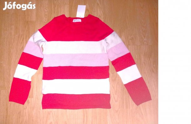 134/140 új címkés H&M színes csíkos köött pulóver