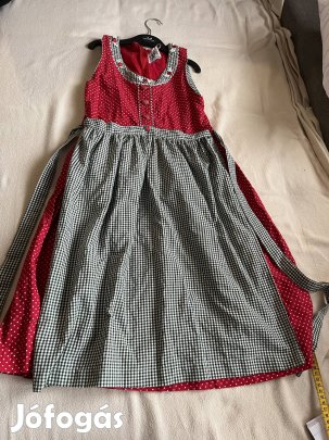 134-es piros-zöld kockás Kislány Dirndl ruha