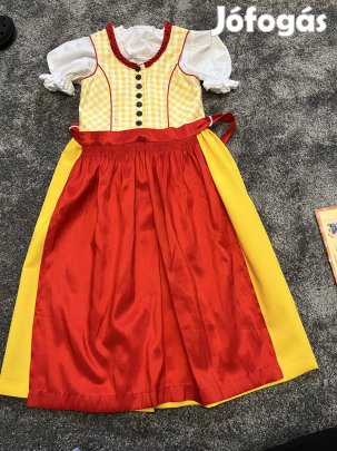 134-es sarga-piros Kislány Dirndl ruha blúzzal