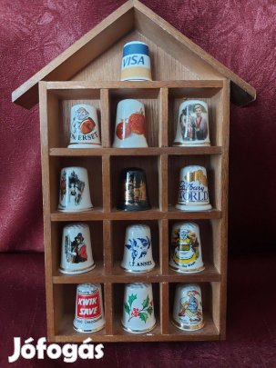 13 darabból álló angol porcelán gyűszű gyűjtemény!