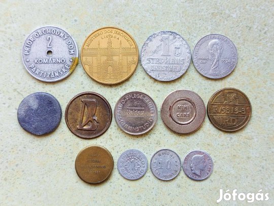 13 db Különböző Zseton Bárca Token Ausztria Szlovákia Portugália Svájc