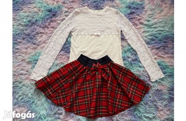 140-146-os szépséges csipkés kislány blúz szoknyával