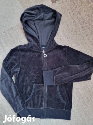 140 méretű fekete plüss kapucnis pulóver lány