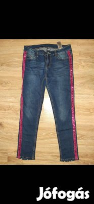 146-152-158-as kislány farmer oldalt bordó flitter