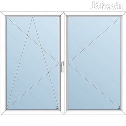 148x118 Műanyag kétszárnyas ablak /NY-BNY  / 2 réteg üvegezés / KFS