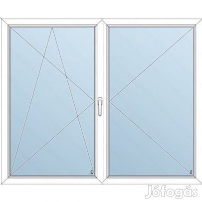 148x118 Műanyag kétszárnyas ablak / NY-BNY / 3 réteg üvegezés / KFS