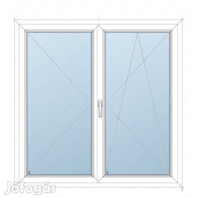 148x148 Műanyag kétszárnyas ablak /NY-BNY  / 2 réteg üvegezés / KFS
