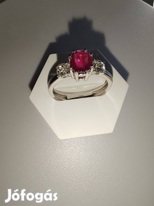 14K Arany gyűrű rubinnal és gyémánttal
