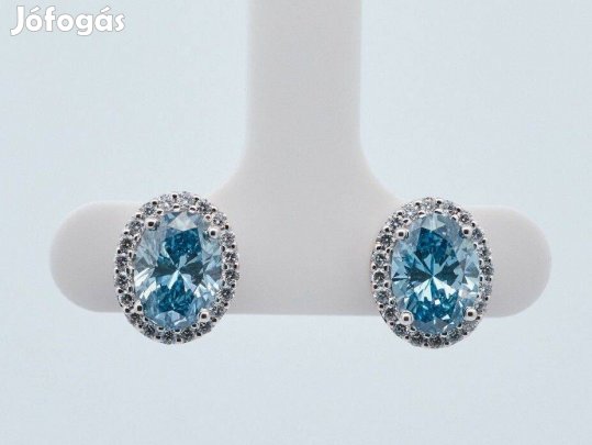 14K fehérarany kék gyémánt fülbevaló 2.49 ct
