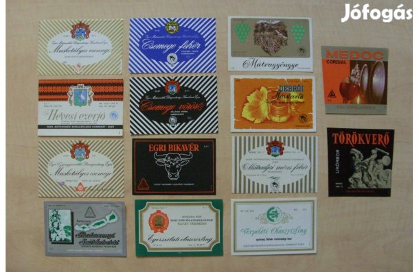 14 db retró egri borcímke, bor címke együtt
