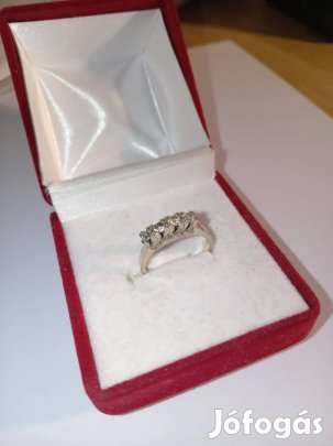 14 karátos fehérarany gyémánt gyűrű eladó fémjellel
