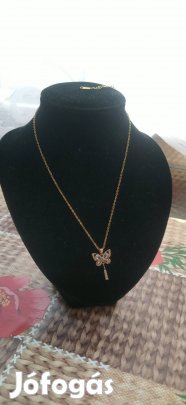 14k goldplated nemesacél cirkonia köves pillangó nyaklánc
