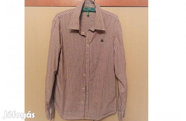 152-es Benetton kockás hosszú ujjú ing - mérve pontosan