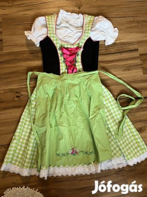 152-es zold kockás Kislány Dirndl ruha blúzzal