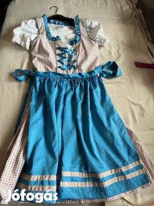 158/164-es bézs-kék Dirndl ruha blúzzal