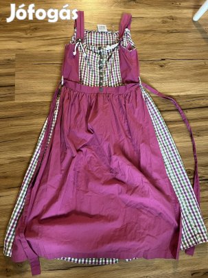 158-aas pink-zöld kockás hosszú Kislány Dirndl ruha