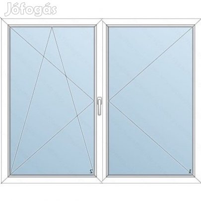 158x148 Műanyag kétszárnyas ablak / NY-BNY / 2 réteg üvegezés / KFS