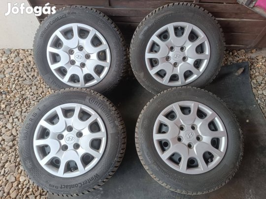 15" 5x114, 3 Hyundai/Kia felni Újszerű Conti téli gumi eladó!