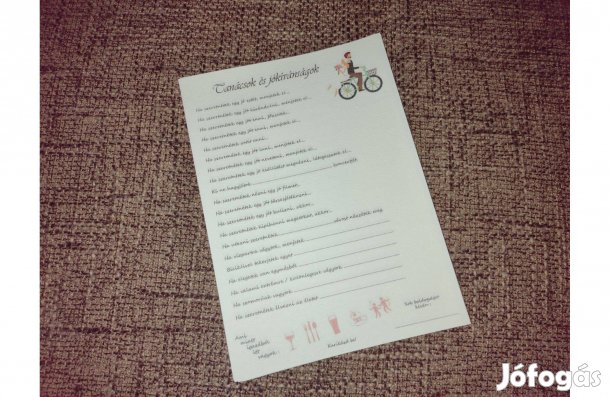 15 db Esküvői Tanácsok és jókívánságok lapok