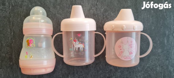 160 ml-es használt állapotú MAM cumisüveg és itatópohár csomag 