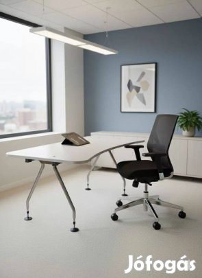 160x80 cm íróasztal, fém lábakkal, fehér - hasznát irodabútor