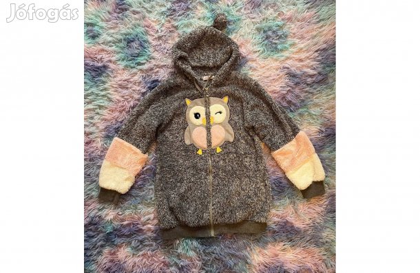 164-es cuki baglyos kapucnis, cipzáras puha téli pulóver, kardigán