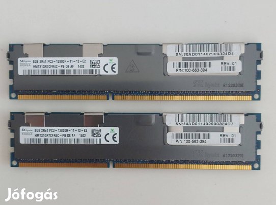 16GB (2x8GB) Sk Hynix DDR3 1600MHz PC3-12800R ECC memória modulok