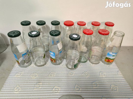 16 db keskeny befőző üveg fém tetővel