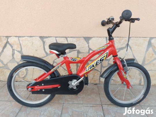 16-os Piros kontrafékes aluvázas gyerek kerékpár bicikli. 
