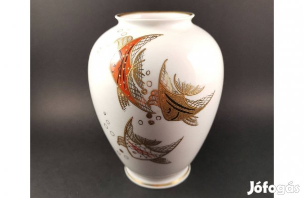 1764 Wallendorf Goldrelief halas porcelán váza