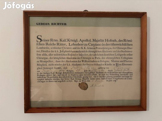 1780-as orvosi bizonyítvány