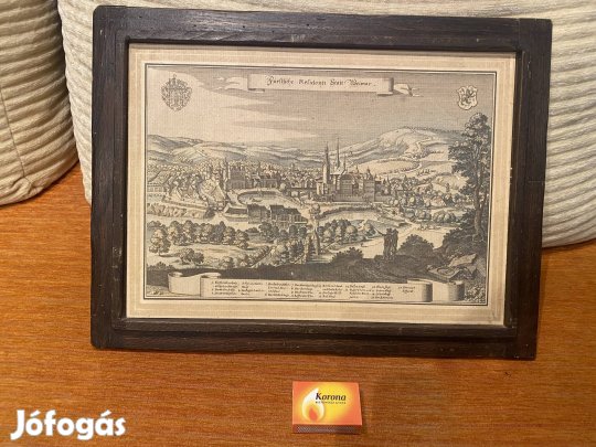 17. századi metszet/rézkarc, "Fürstliche Residenz Statt Weimar"