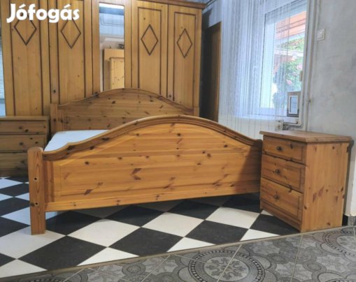 180x190 franciaágy fenyő éjjeliszekrénnyel
