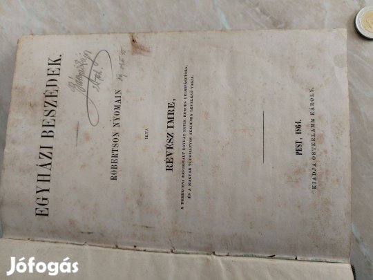 1864-es kiadású "Egyházi Beszédek" antik vallási könyv ritkaság