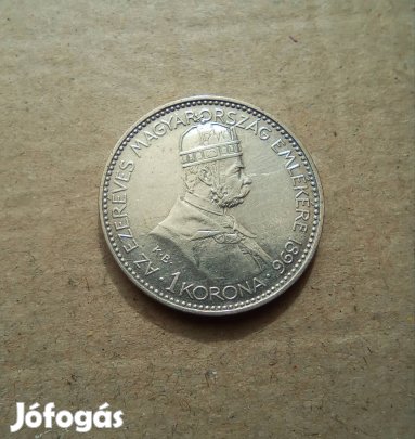 1896. Milleniumi ezüst 1 korona 