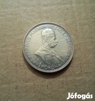 1896. Millenniumi ezüst 1 korona 